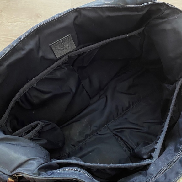 GUCCI GG MONOGRAM NAVY LOGO NYLON MESSENGER DIAPER CROSSBODY SHOULDER LARGE BAG - Picture 8 of 8